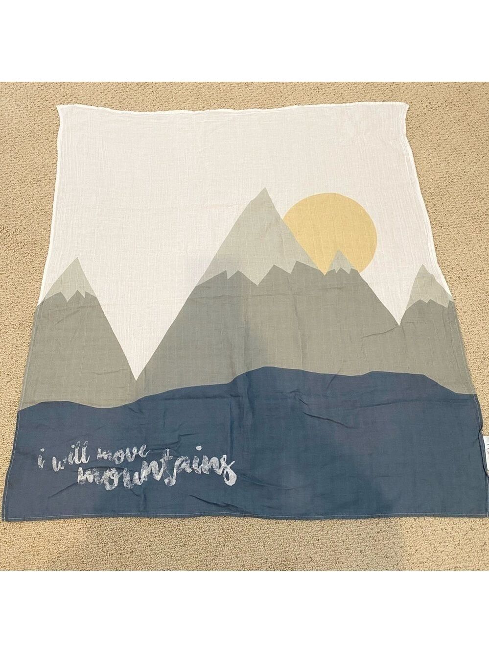 Lulujo Baby Cotton Muslin Security Blanket I Will Move Mountains Throw Boy